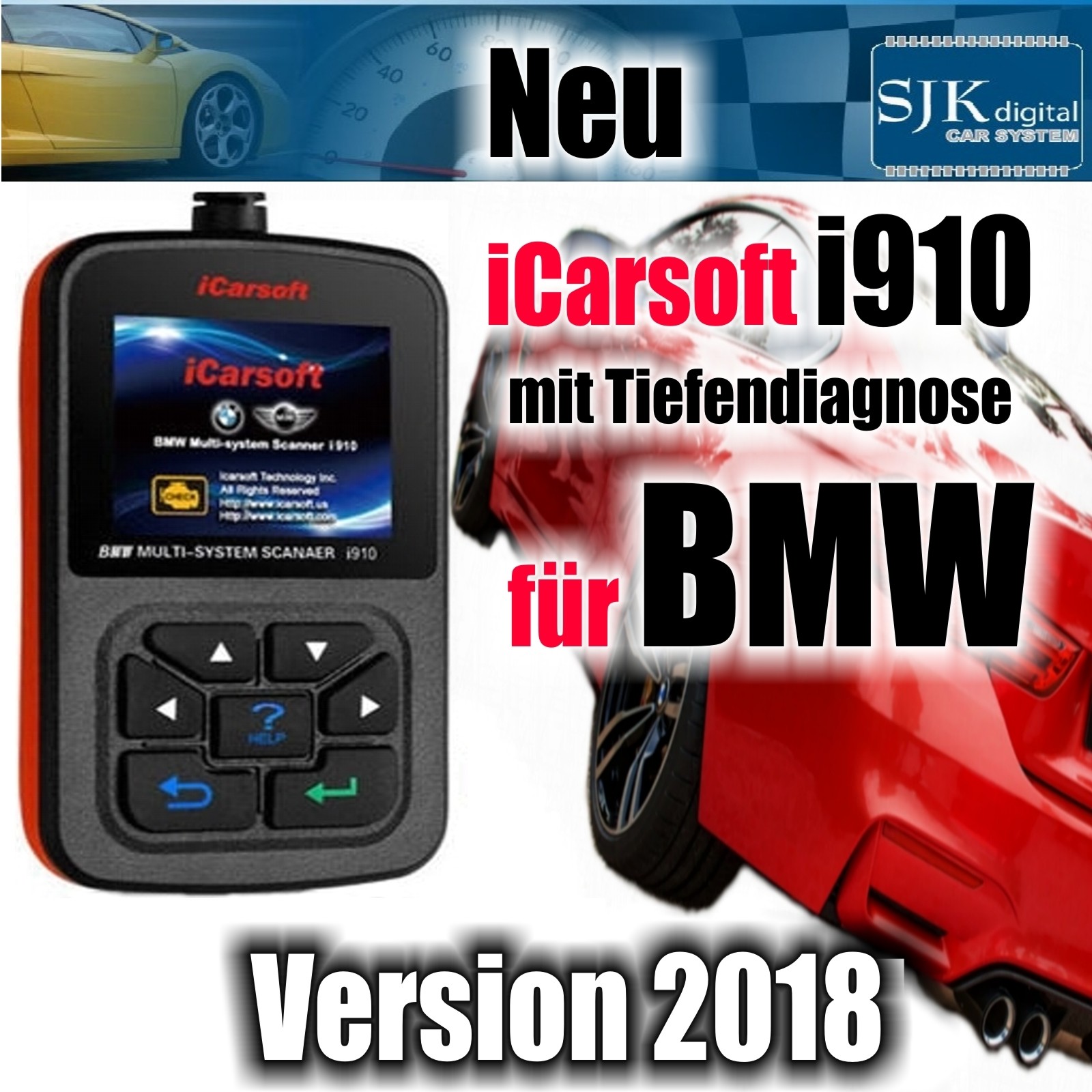 Sjk Digital Tuning Icarsoft I910 Diagnose Gerät Für Bmw Abs Airbag